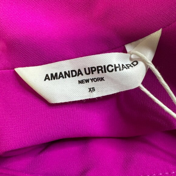 Amanda Uprichard Reed Romper Mock-Neck Wrap-Style Womens XS Fuchsia Pink - Picture 10 of 12